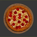 Fresh Pepperoni Pizza With Golden Crust On Wooden Board And Melted Cheese