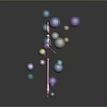 Pink Magic Wand With Shiny Multicolored Spheres On Black Background
