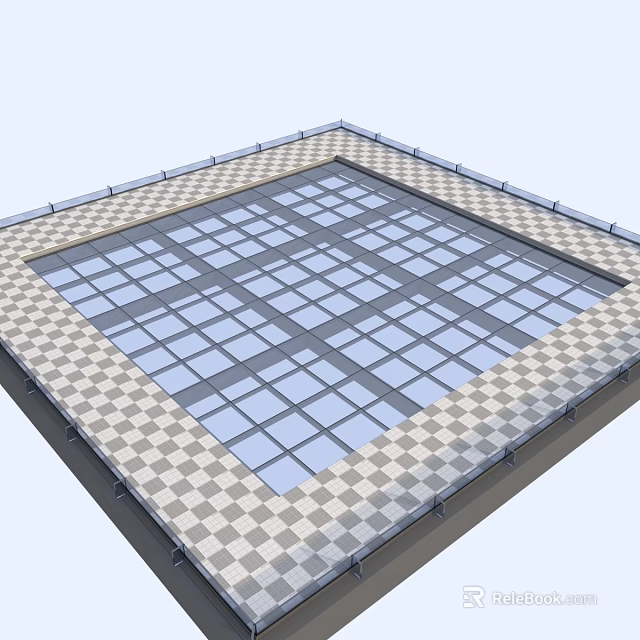 Architectural Square Glass Skylight With Checkerboard Frame And Grid Design 3d model
