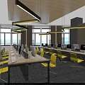 Modern Conference Room Interior With Long Wooden Table Gray Chairs And Blue Projection Screen