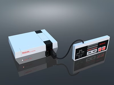 Nintendo Entertainment System Retro Gaming Console With Classic Design And Connected Controller 3d model