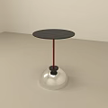 Modern Minimalist Side Table With Round Black Tabletop And Silver Metal Base 3d model