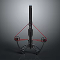 Mechanical Crossbow Weapon With Red Strings Black Metal Body And Support Structure 3d model