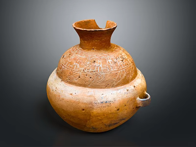 Traditional Carved Clay Pot As Decorative Home Furniture Accent 3d model