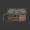 Wooden Cabin Featuring Rusted Metal Roof Blue Green Tint Wooden Steps and Small Awning