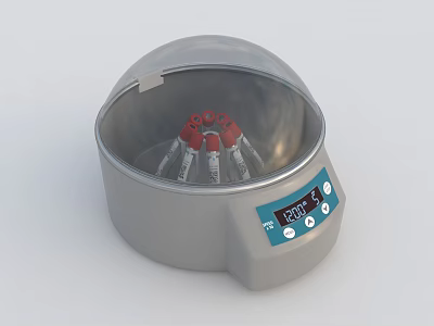 Professional Medical Centrifuge with Red Test Tubes Digital Display and Control Buttons 3d model