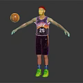 Basketball Player in Black Jersey with Number 25 Balancing Basketball in Yellow Shoes