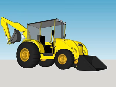 Yellow Construction Utility Vehicle With Front Loader Bucket And Large Tires 3d model