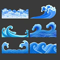 Blue Decorative Wave Vector Design Elements With Different Styles For Creative Projects