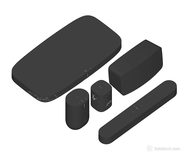 Black Wireless Headphones and Speakers with Modern Design for Home Entertainment Use 3d model 