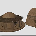 Traditional Dome Shaped Buildings With Thatched Roofs Mud Construction And Circular Design 3d model