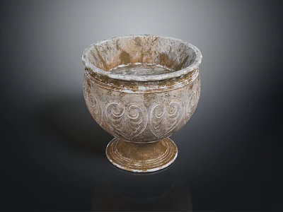 Elegant Vintage Textured Decorative Vase With Carved Patterns And Round Base For Home Decor 3d model