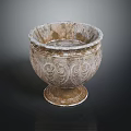Elegant Vintage Textured Decorative Vase With Carved Patterns And Round Base For Home Decor