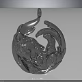 Silver Carved Design Pendant With Decorative Elements For Fashion Accessories