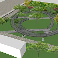 Scenic Park Landscape With Circular Pathways Dense Trees And Lush Greenery 3d model