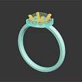 Elegant Diamond Ring With Central Stone And Small Diamonds On Silver Band