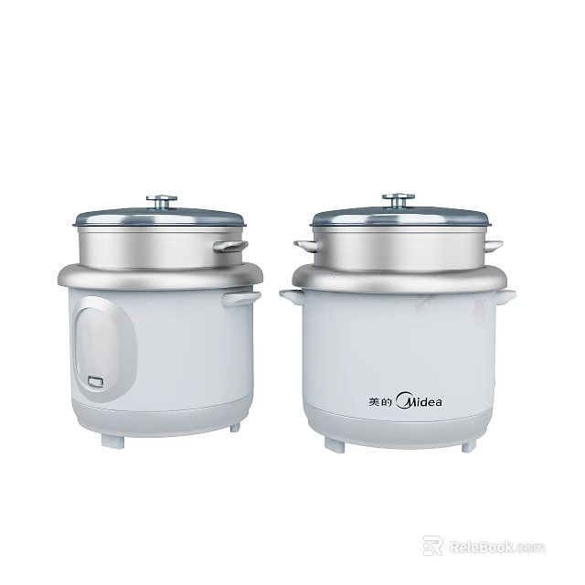 Midea White And Silver Rice Cookers Kitchen Cooking Appliances For Home Use 3d model 