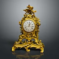 Ornate Gold Decorative Furniture Clock With Intricate Carvings And Roman Numerals