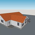 Wooden House Exterior Design With Red Roof White Walls And Multiple Windows