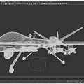 Military Fighter Drone Featuring Gray Body Long Wings Mounted Missiles and Landing Gear