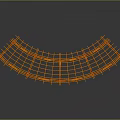 Orange Curved Metal Pergola Frame With Grid Lattice Design And Supporting Columns