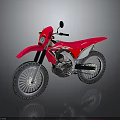 Red Off Road Motorcycle With Large Tires Black Mirrors And Silver Engine