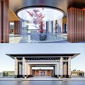 Modern gate entrance gate courtyard sketch water feature 3d model