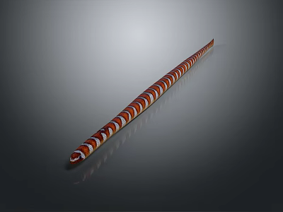 Red and white striped snake with long body showing distinctive stripes on gray background 3d model