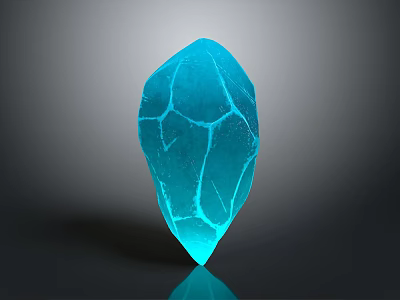Turquoise Crystalline Object With Cracked Texture And Glowing Effect On Gradient Background 3d model