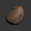 Terracotta Clay Pot Sculpture with Irregular Shape and Textured Carved Surface 3d model