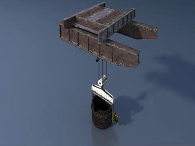 Industrial Equipment With Heavy Duty Metal Frame And Suspended Bucket Attachment 3d model