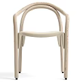 Modern Wooden Dining Chair With Curved Armrests And Light Colored Seat Design