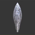 White Artistic Sculpture With Textured Holes And Blue Eye Like Structures On Reflective Base