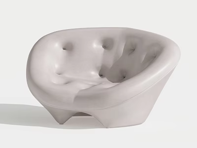 Modern Light Colored Round Single Sofa With Button Tufted Surface And Unique Base 3d model
