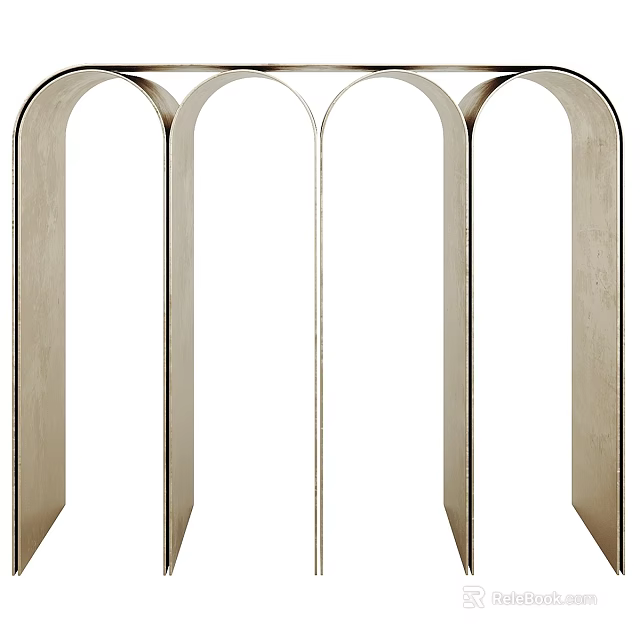Minimalist Wooden Side Table With Arch Shaped Legs For Home Decor 3d model 