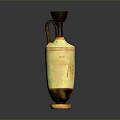 Carved Ceramic Vase Sculpture With Cream Brown Color Handle And Intricate Patterns