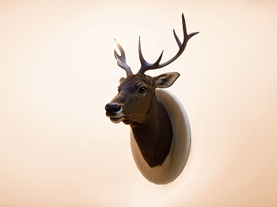 Decorative Ornament Set With Realistic Deer Head For Home Wall Decoration 3d model