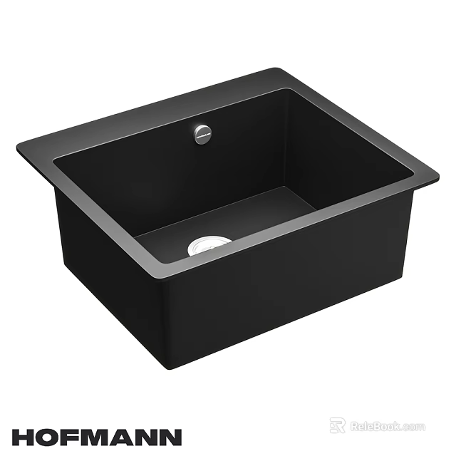 Black Modern Single Bowl Kitchen Sink with Sleek Design and Durable Material 3d model 