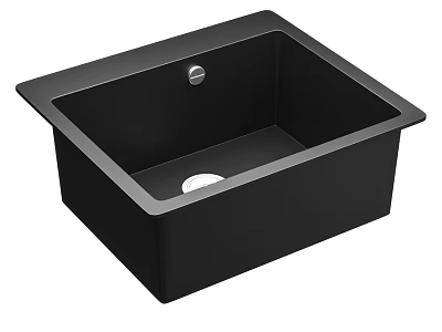 Black Modern Single Bowl Kitchen Sink with Sleek Design and Durable Material 3d model