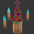 Festive Christmas Decorative Ornament Set With Gold Star Silver Balls And Snowflake Decorations
