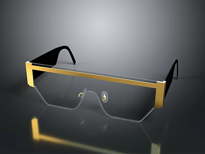 Elegant Modern Jewelry Eyewear With Gold Frame Black Accents And Clear Lenses 3d model