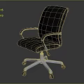 Modern Black Office Chair with Metal Armrests and Rolling Metal Base