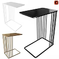 Modern Side Tables with Gold and Black Metal Frames and Sleek Tops