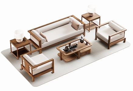 New Chinese Sofa Coffee Table 3d model