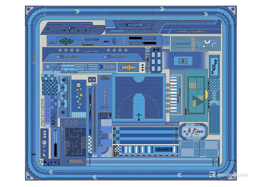 Fire Rescue Access Area Layout in Building Safety Design Plan with Key Features 3d model