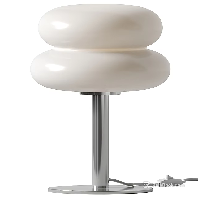 Modern Table Lamp With White Round Double Shade And Metal Stand Design 3d model