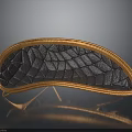 Curved Furniture Cushion With Orange Frame And Dark Diamond Textured Surface On Stand