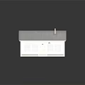 Small Residential House Featuring Gray Roof Chimney Light Blue Walls Double Windows And Red Door
