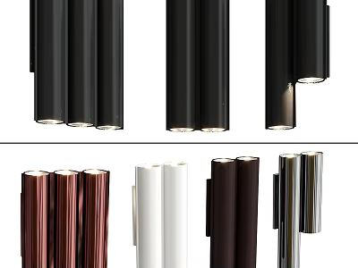 Sleek Modern Wall Lamps in Black White Copper and Silver Tones 3d model