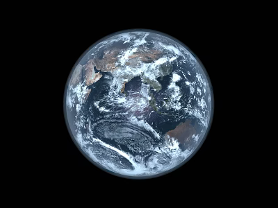 Detailed Earth Globe Displaying Surface Oceans Continents And Clouds Against Black Background 3d model